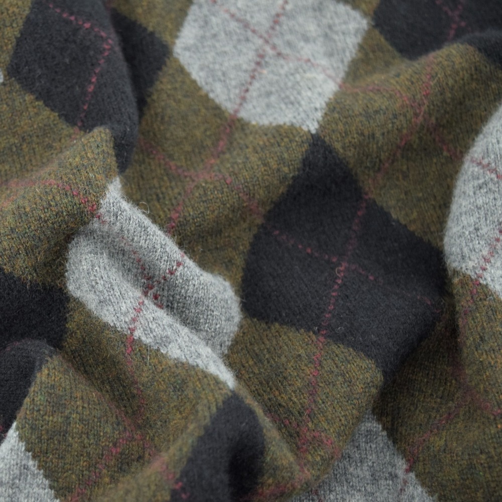 Alan Flusser Men's M Cashmere Argyle Sweater Olive Green Navy Gray Knit Crewneck - Picture 3 of 12